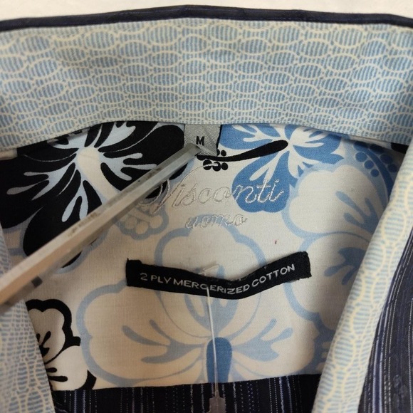 Visconti Uomo Shirt Mens M Blue Striped Long Sleeve Button Up Contrasting Trim - Picture 6 of 12